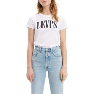 Levi’s Women's Logo Perfect T-Shirt (Blue/White, Small)